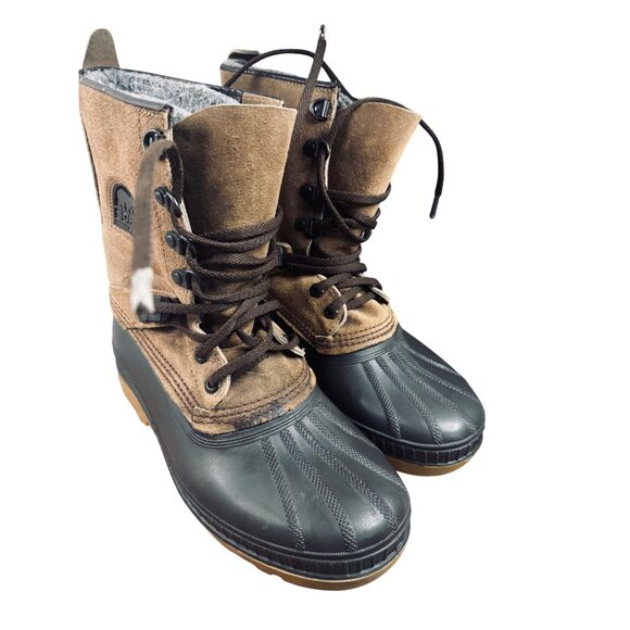 Sorel Kaufman Conquest Men’s US 8 Winter Snow Duck Boots Shoe Fur Lined Brown - Picture 2 of 11